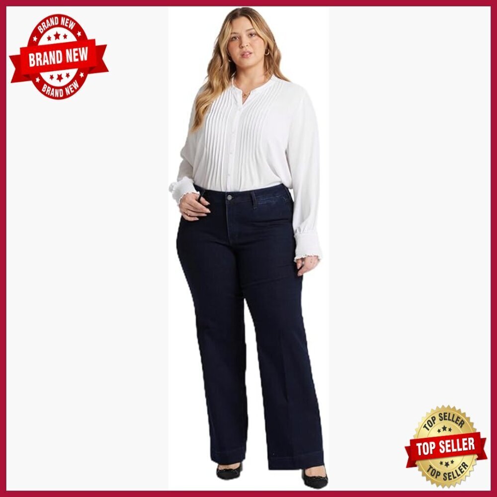 Plus Size High Rise Wide Leg Trouser Jeans with Lift Tuck Technology